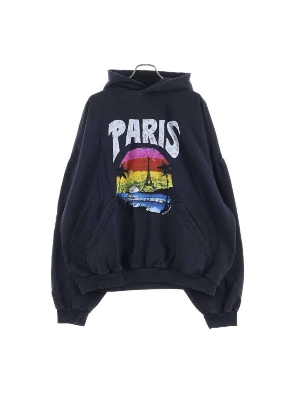 Balenciaga Tropicallogo Print Pullover Hoodie Black